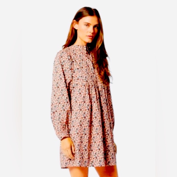 JOIE Sutter Floral Pink Mini Smock Prarie Dress Small NWT - Picture 1 of 13